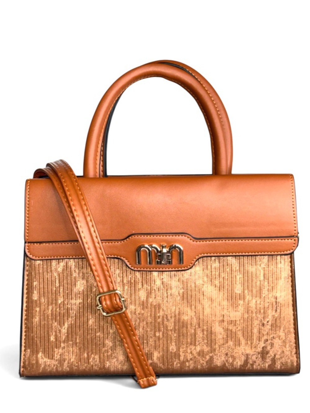 PASSAGES Tan Structured Medium Satchel w/x-body strap - NWT - Picture 1 of 2